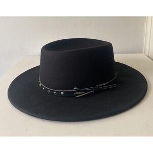 Stetson Black Hawk Wool Felt Western Hat Crushable Gambler Concho Leather  XL